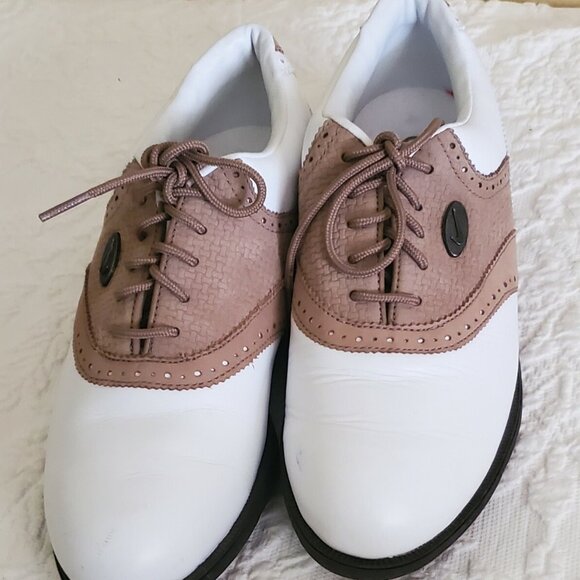 Women's Nike Air Lined Golf Leather Shoes Saddle Oxfords White Size 6M - Picture 9 of 10